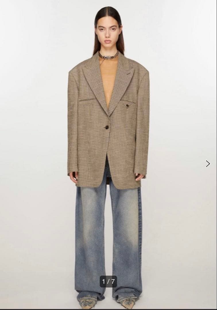 acne studious グレンチェックシングルブレスト テーラードジャケット ジャケット テーラードジャケット グレンチェックダブルブレスト