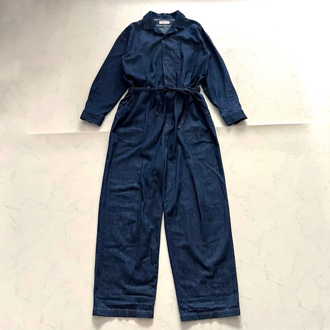 美品 かぐれ 2024年製 デニムオールインワン サロペット インディゴ つなぎ 美品 かぐれ 2024年製 デニムオールインワン サロペット インディゴ