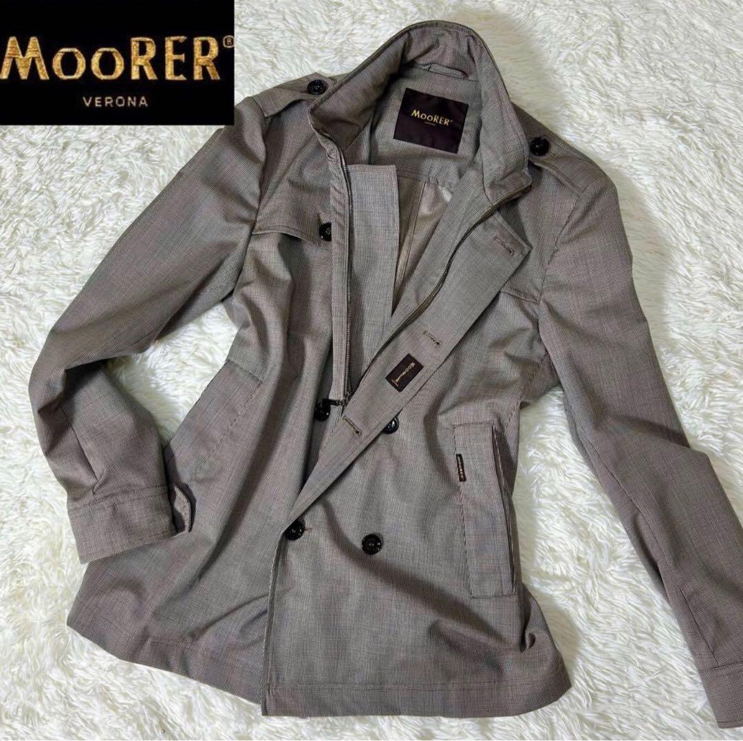 値下げ　Moorer ムーレー　ダブルブレスト　コート　50 MOORER ムーレー MORANDI-KM1 ポリエステル ダブルブレスト コート