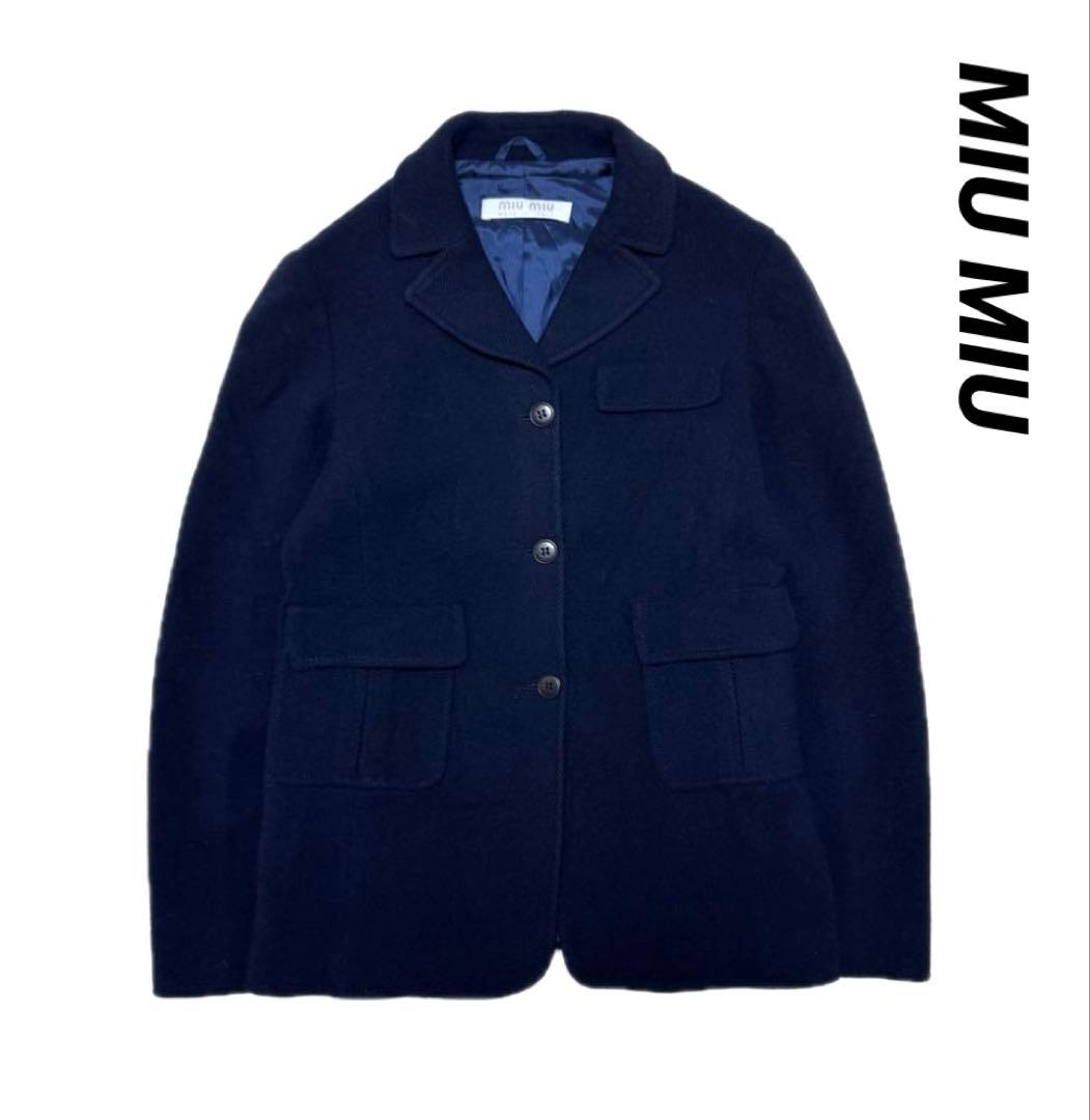 朱*9様 希少✨　archive miu miu ショートコート　ウールジャケッ 朱*9様 希少✨ archive miu miu ショートコート ウールジャケッ - メルカリ