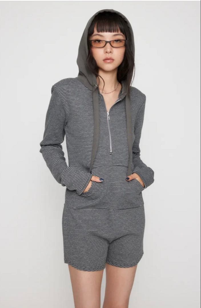 Lagua gem BORDER HOODIE ロンパース