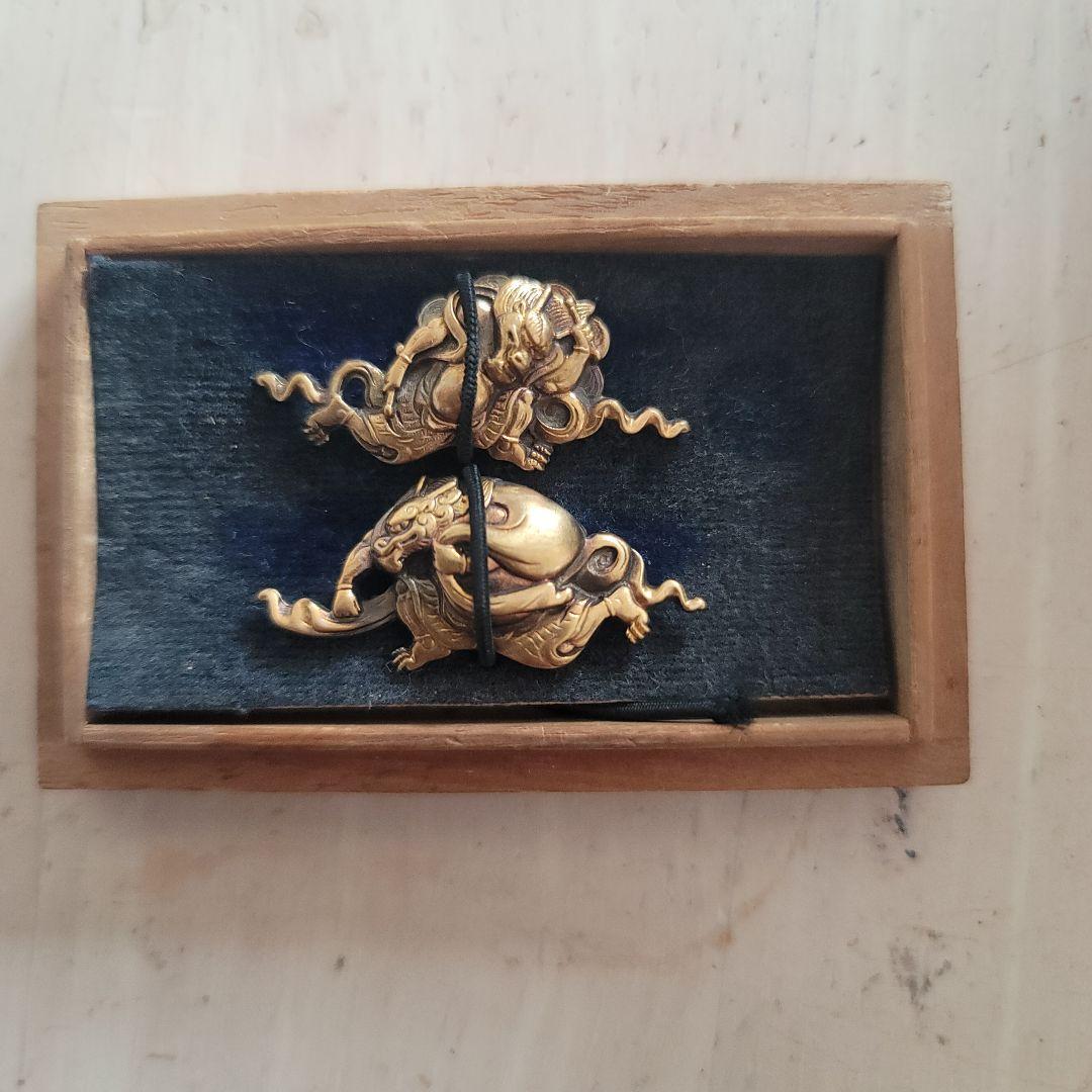 ★ラスト1set★目貫 風神雷神 容彫 金色絵 武具 日本刀の目貫・風神雷神｜日本刀・刀剣 販売専門店・東京【十拳-】