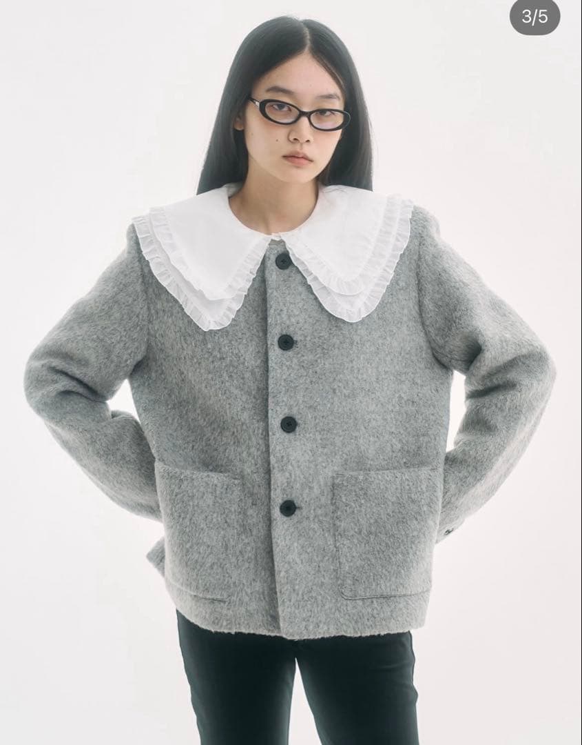 fekete fw25 ノーカラーウールシャギージャケット　S FEKETEノーカラーウールシャギージャケット - メルカリ