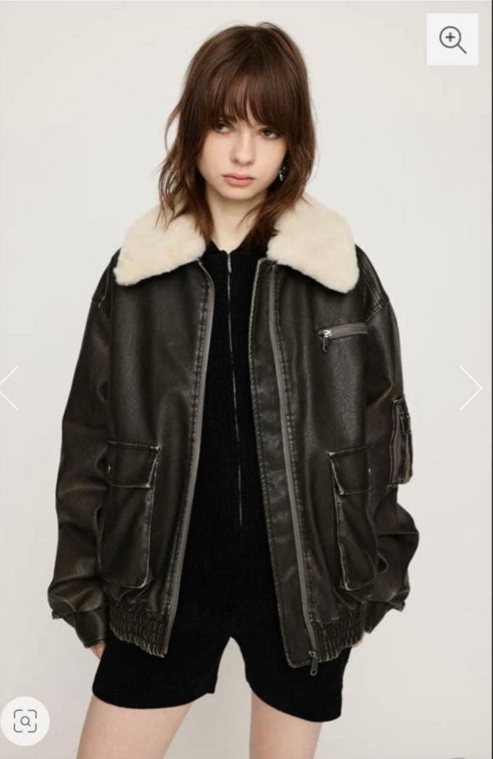 新品未使用　SLY ヴィンテージフェイクレザージャケット SLY（スライ） レザージャケット ライダース VINTAGE BOXY F/LEATHER