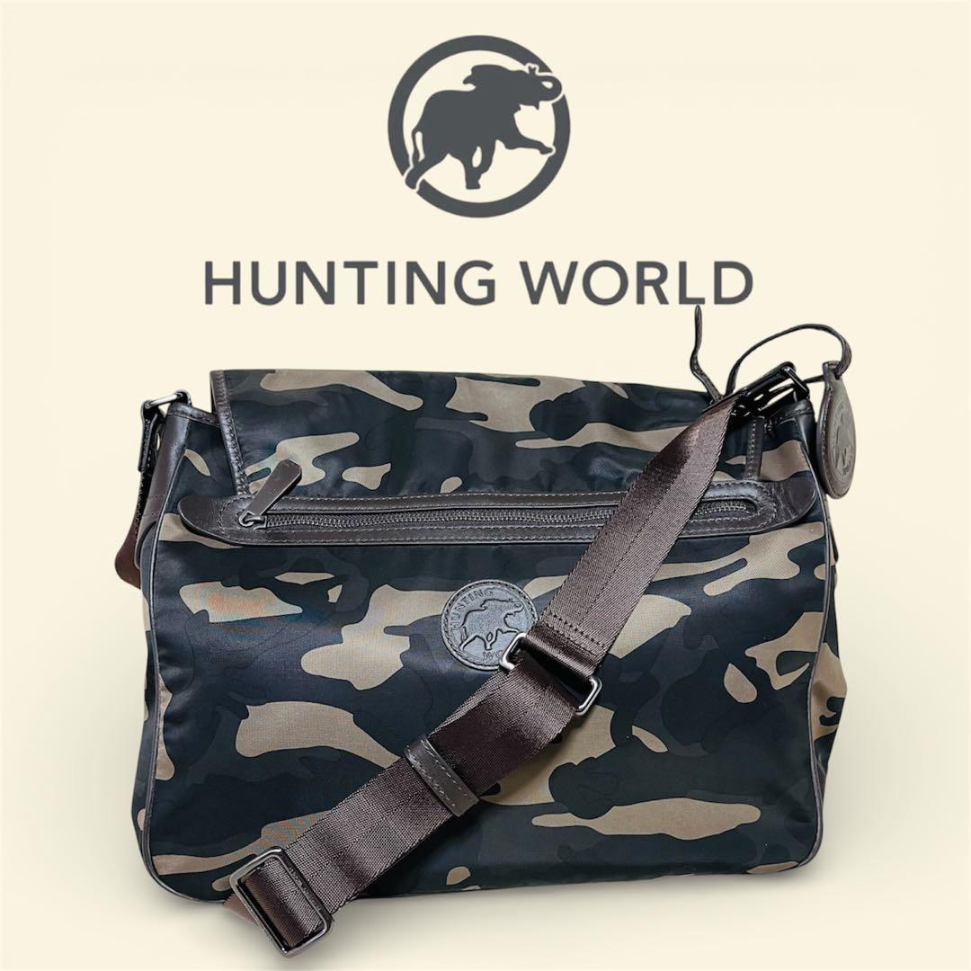 美品HUNTING WORLD ハンティングワールドショルダーバッグ　カモフラ 楽天市場】ハンティングワールド ショルダーバッグ（柄カモフラージュ