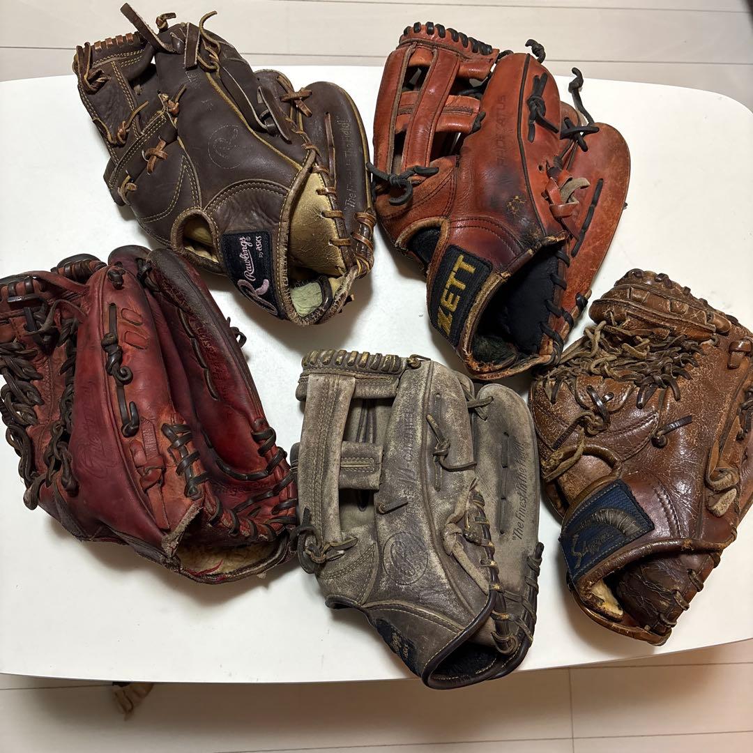 ジャンク　野球　グローブ　5個　まとめ売り ゼット 少年軟式 グランドヒーロー オールラウンド用 BJGB76525 [右