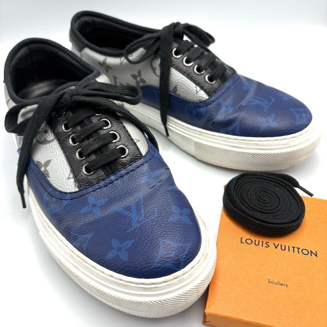 ルイヴィトン トロカデロライン モノグラム スニーカー PVC レザー 青 銀 LOUIS VUITTON（ルイ・ヴィトン） （未使用保管品）ルイ ヴィトン