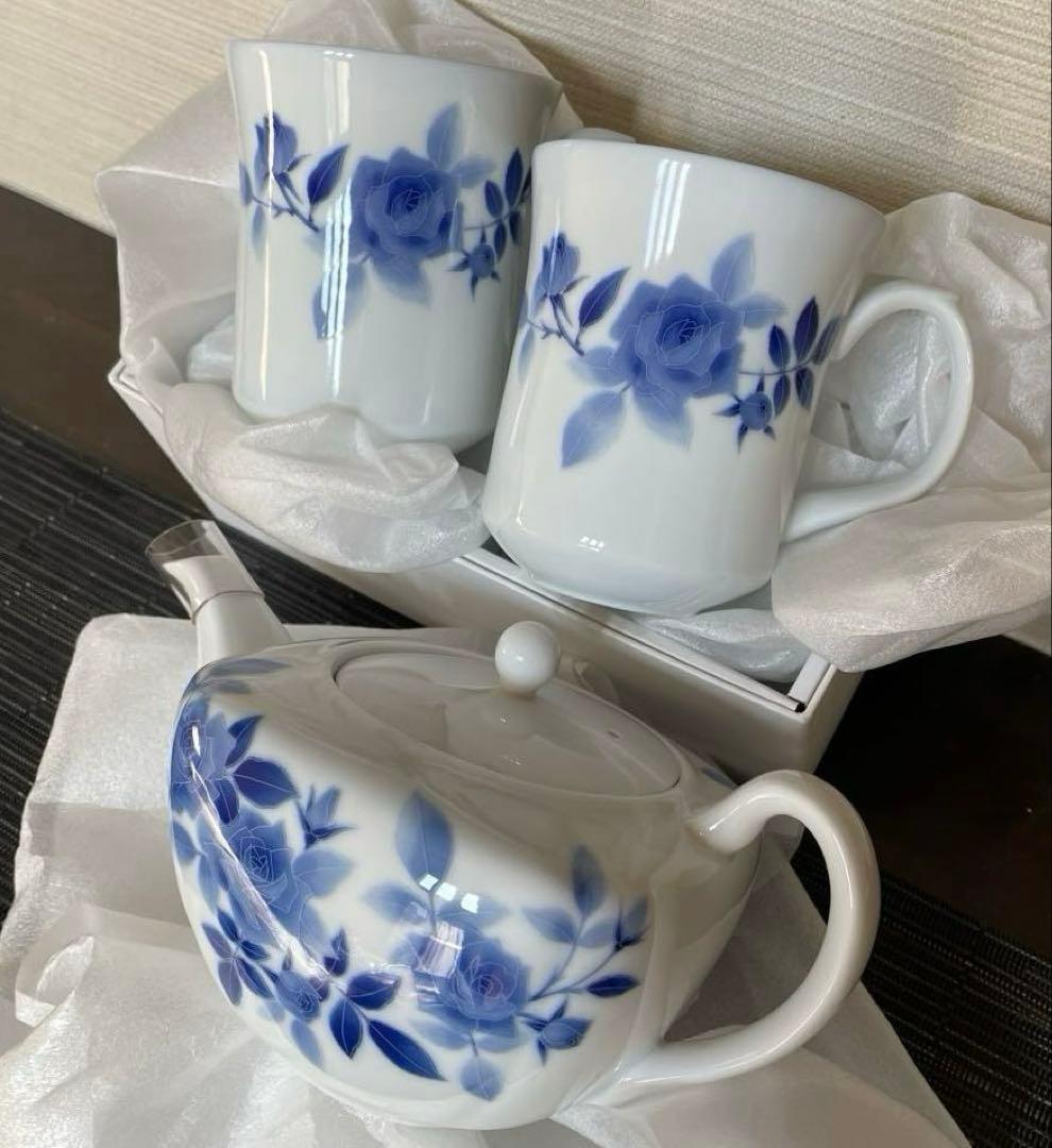 【新品】香蘭社 サムシングブルー ペア マグカップ　ティーポット 61TJ4UMo41L._AC_UF894,