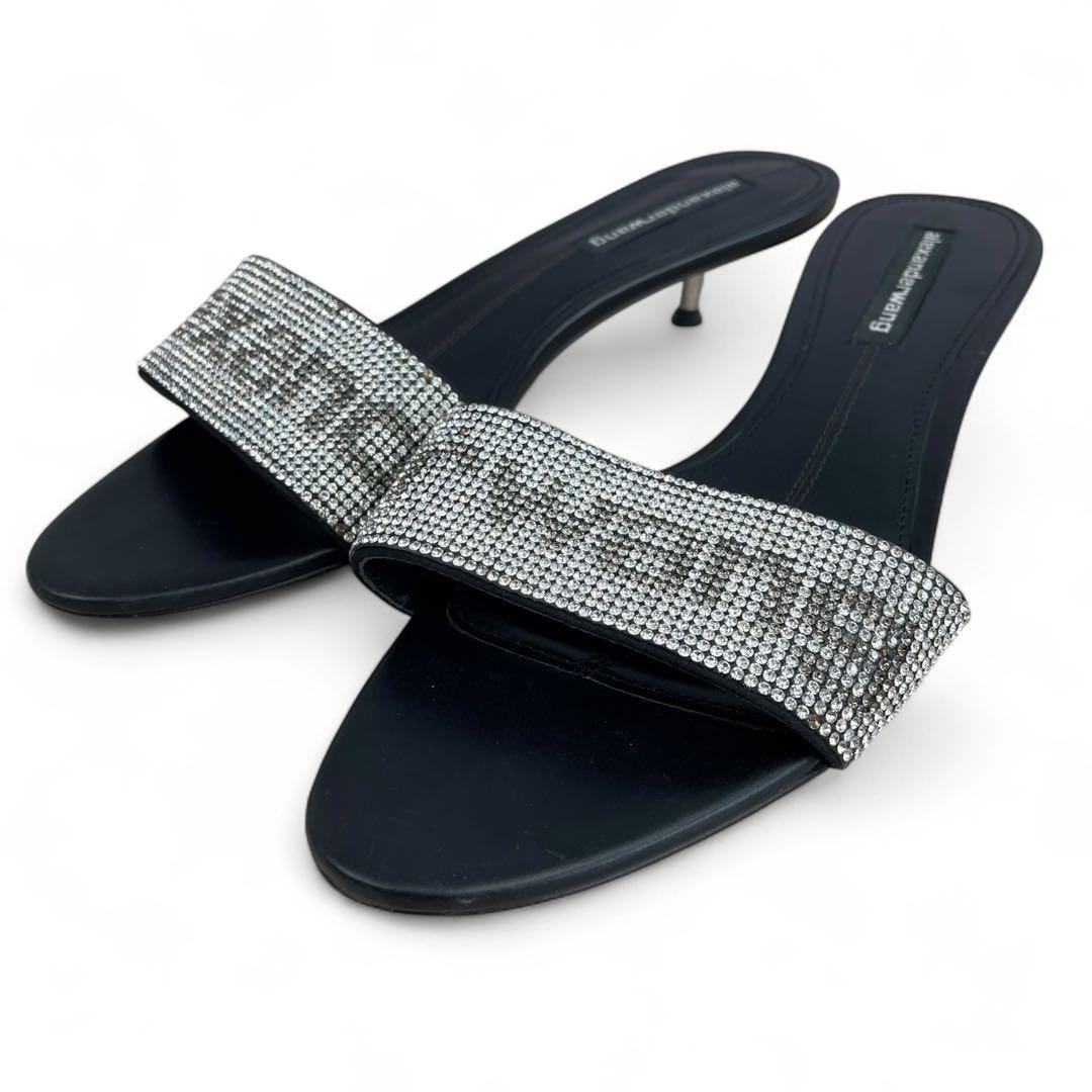 アレキサンダーワン　変形ミュール　ラインストーン　ヒール　37 24cm相当 アレキサンダーワン 変形ミュール ラインストーン ヒール 37 24cm相当