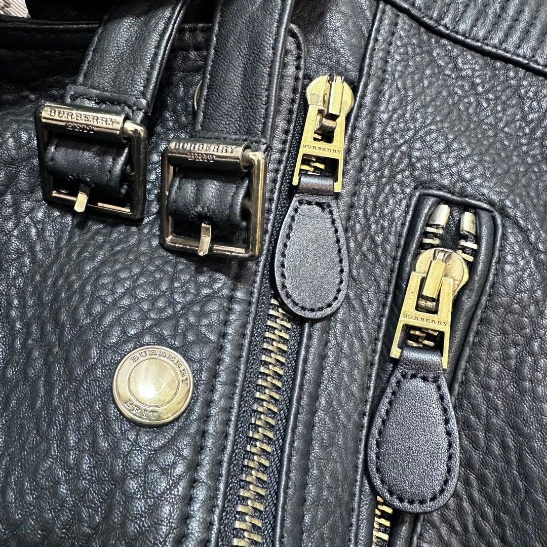 バーバリーブリット ライダースジャケット バイカージャケット 羊革 黒