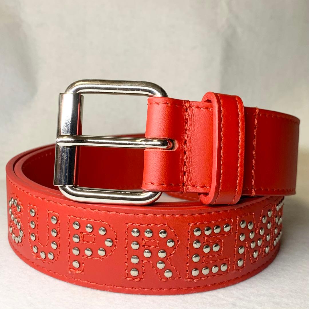 未使用級 18SS SUPREME ベルト レザー 本革 スタッズ レッド Supreme 'Studded Belt'スタッズ ベルト レザー 星 スター STAR 赤