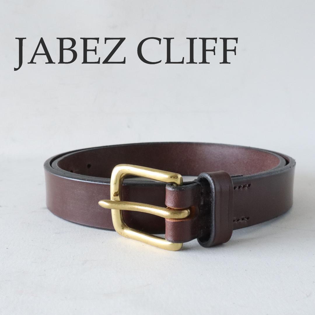 美品ジャベツクリフ スティラップレザー ベルト 濃茶×金　36 英国製 JABEZ CLIFF（ジャベツクリフ） Jabetz Cliff Stirrup Leather Belt