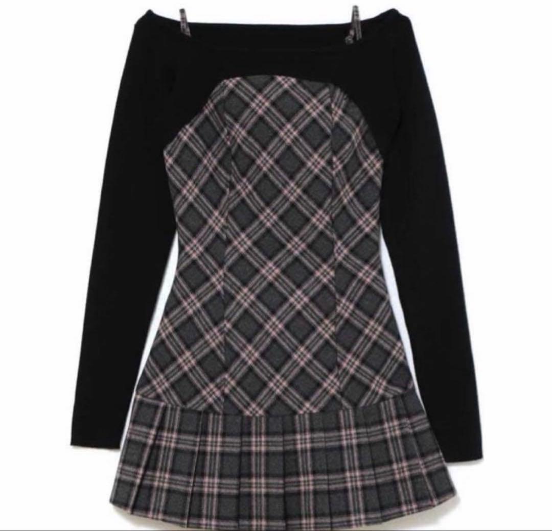 Andmary Selena check mini dress gray - メルカリ