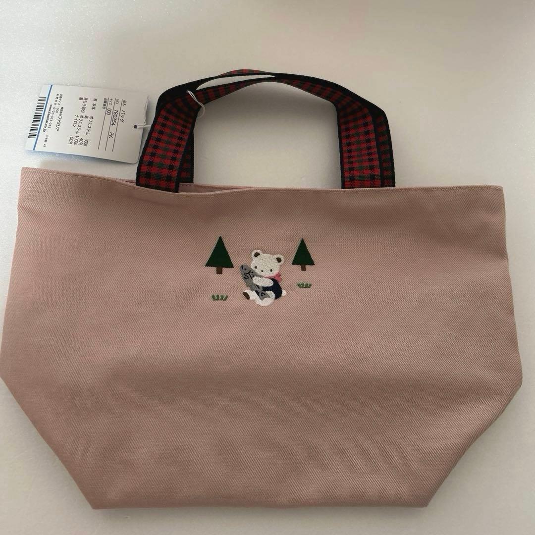 ファミリアトートバッグ　新品・未使用　赤チェック刺繍 新品・未使用】familiarファミリア赤トートバッグ 大トートチェック