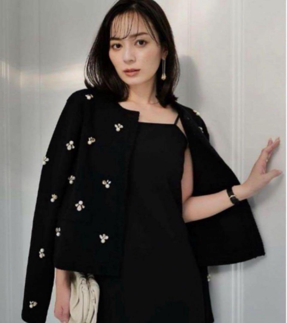 アニュアンス anuans ビジューニットジャケット　ブラック アニュアンス anuans ビジューニットジャケット （BLACK） -靴