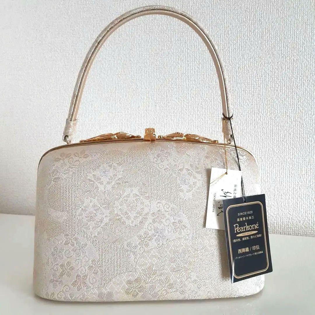 未使用 西陣織 / 印伝 彩織 Pearltone 和装用バッグ b0d4fd270cdf1304cef2f0fded6f86