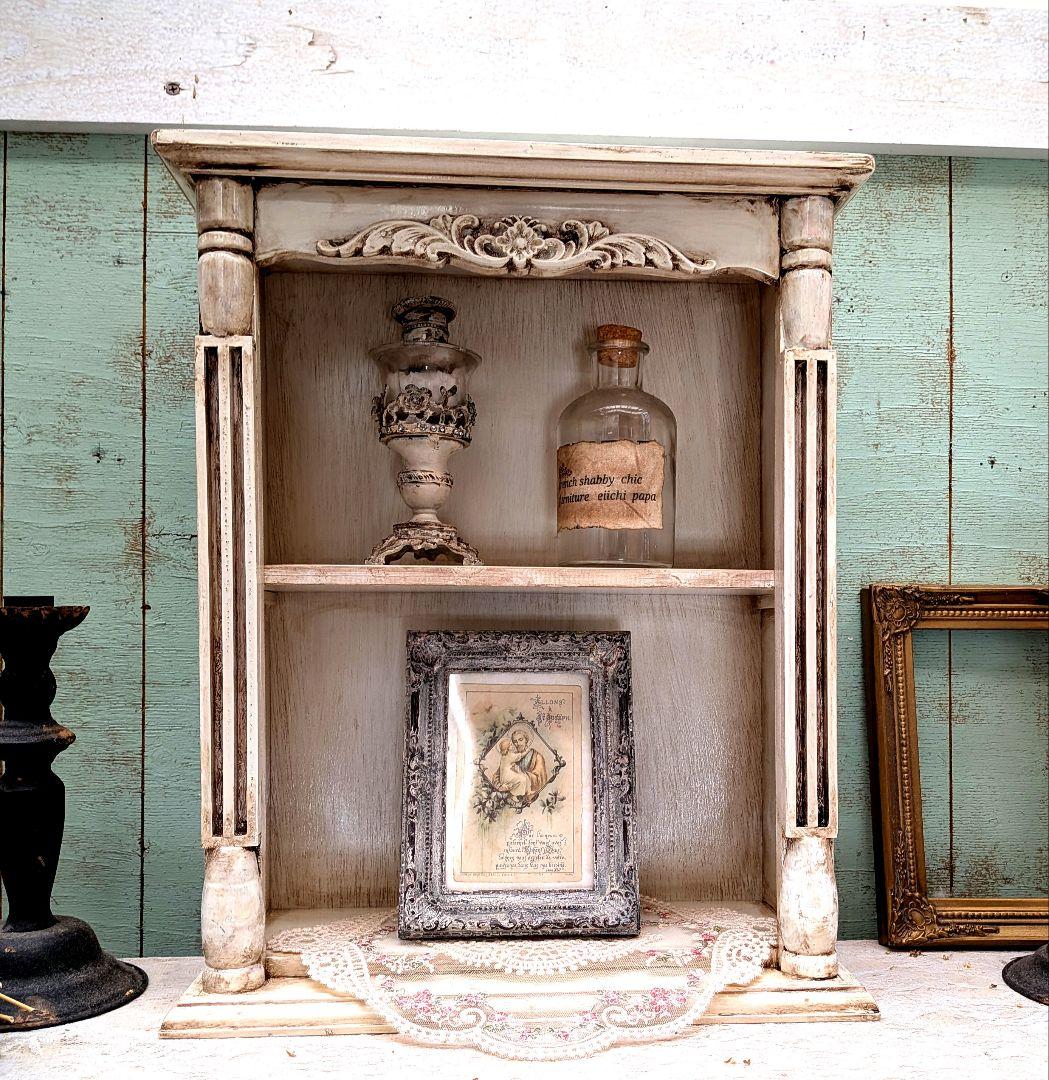 アンティークキャビネット#13 ガラスキャビネット アンティーク調 ホワイト 高さ138cm キャビネット