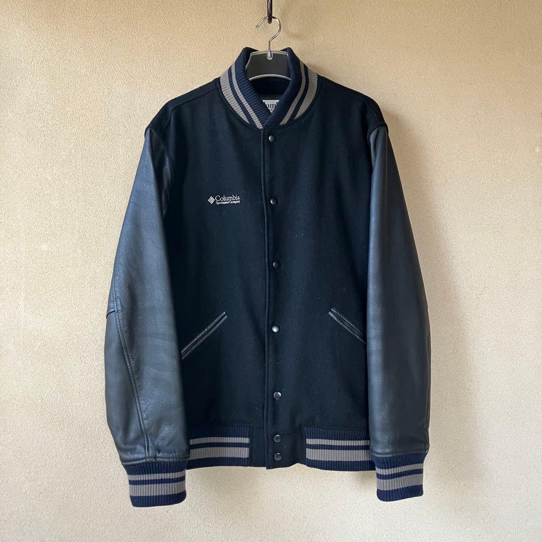名作　Columbia スタジャン レザー ウール 切り替え　中綿キルティング CONVERSE メルトンウール/デニム 袖フェイクレザー 切替 スタジャン