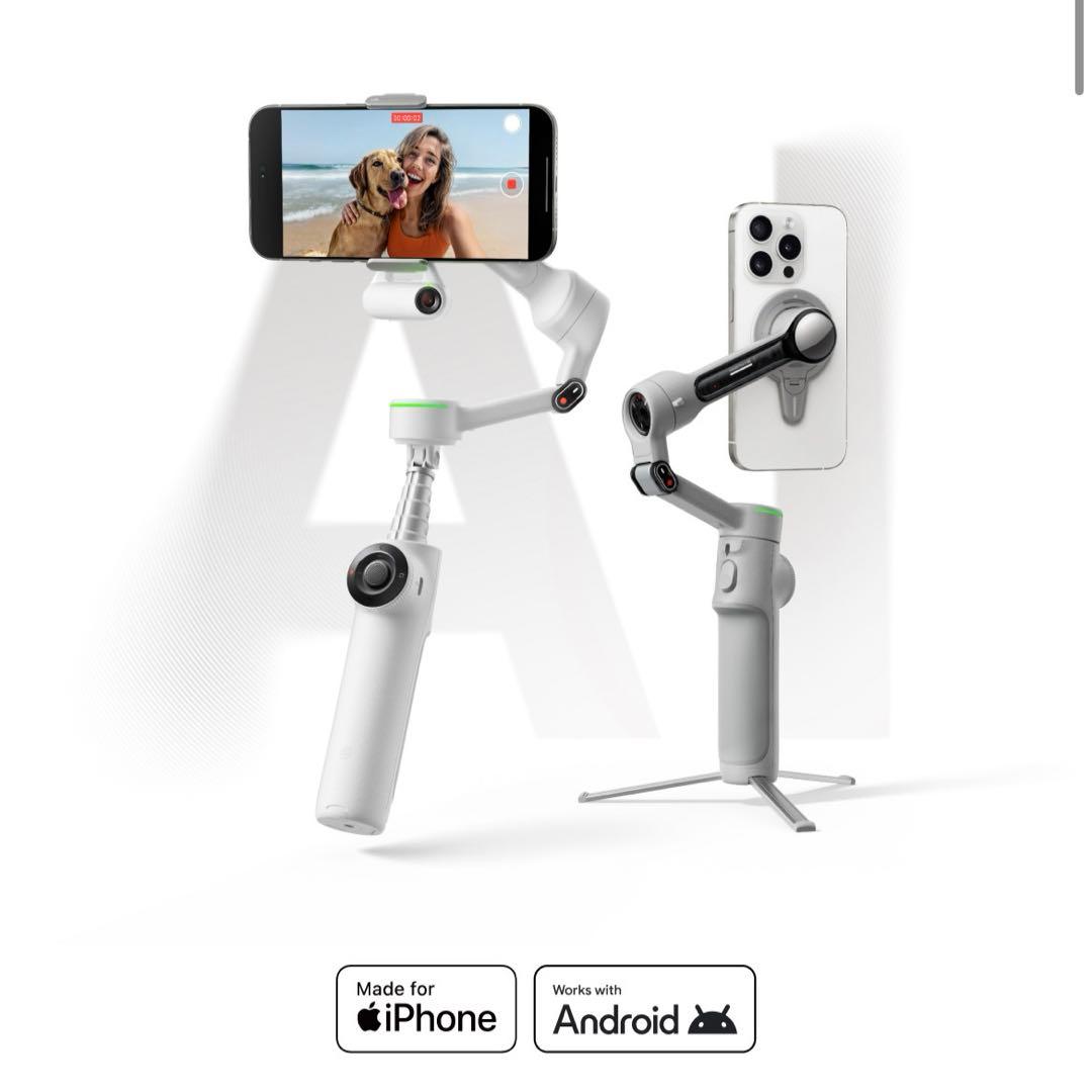 Insta360 Flow 2 pro ＋磁気スマートフォンマウント　ホワイト Amazon.co.jp: Insta360 Flow 2 Pro 磁気マウントキット - 折りたたみ