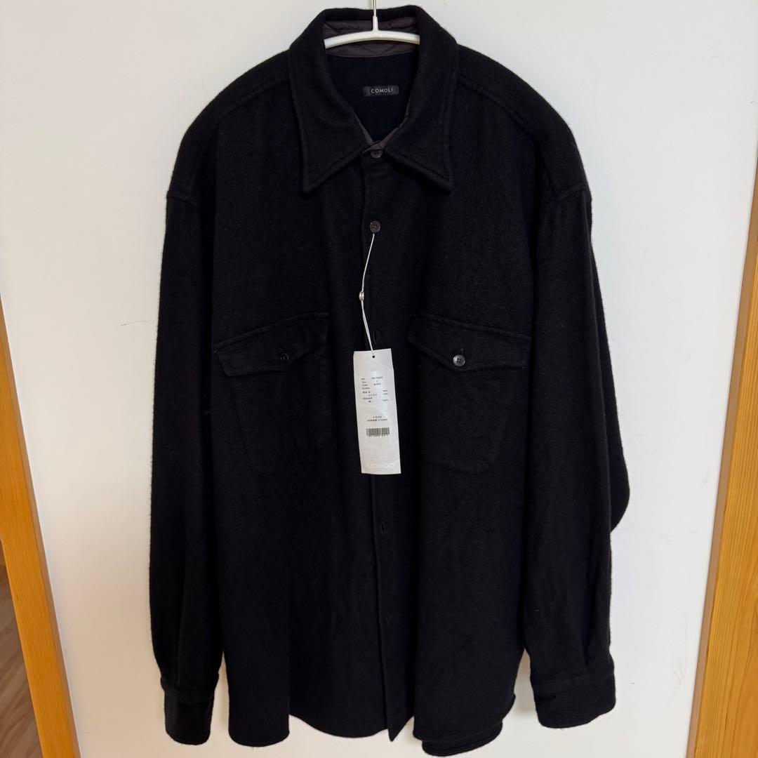 COMOLI 24AW ウールカシミヤC.P.Oシャツ 2 COMOLI - 24aw COMOLI ウールカシミヤC.P.Oシャツ ブラック サイズ1 美