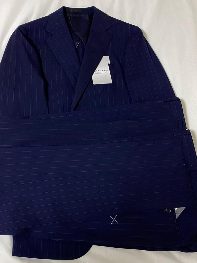 新品 ヒルトン ツーパンツ スーツ YA6 ネイビー ストライプ HILTON