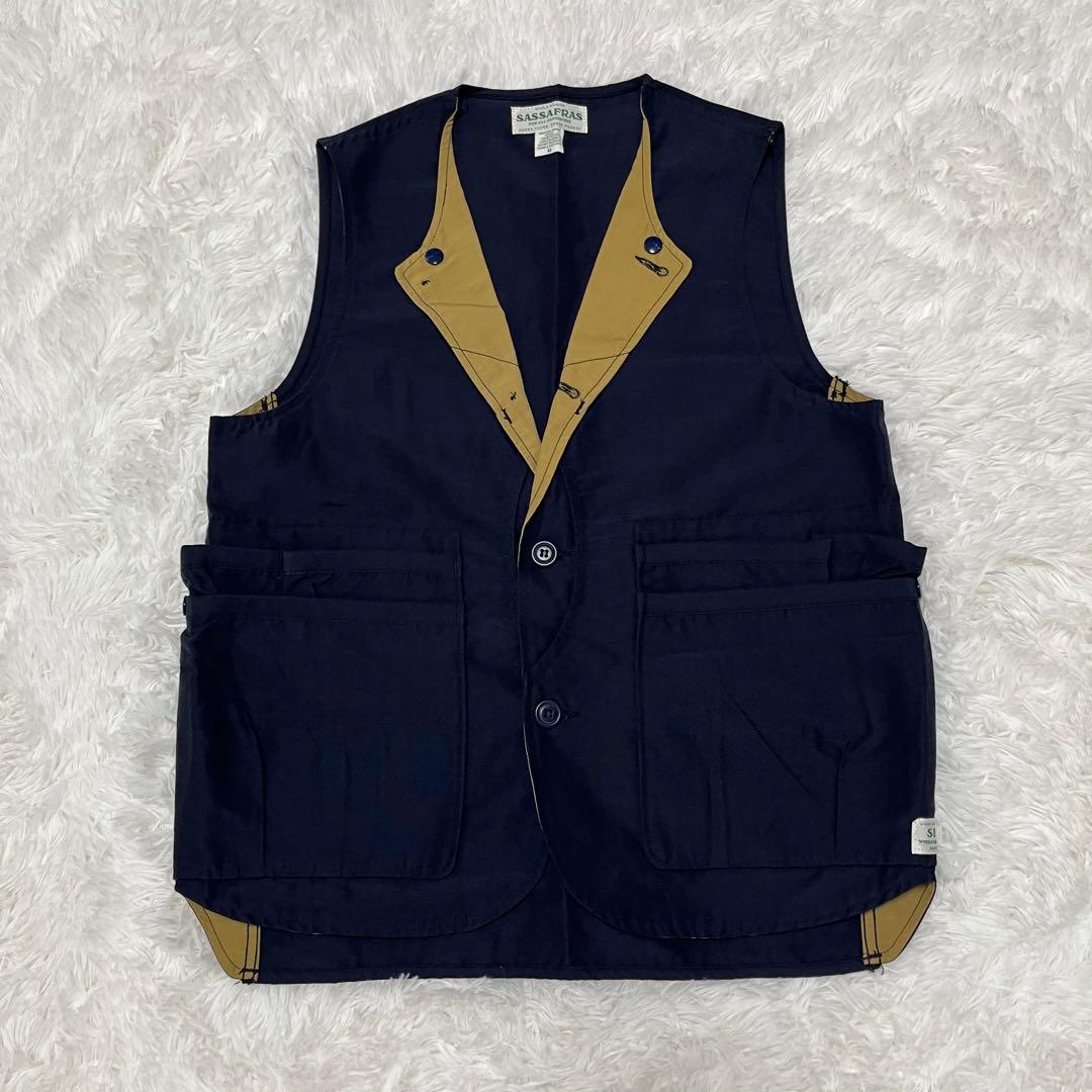 【SASSAFRAS】美品　ササフラス　メンズ　ベスト　重ね着　着回し　上質　M SASSAFRAS[ササフラス] Plant Hunter Vest [SF10507] プラントハンター