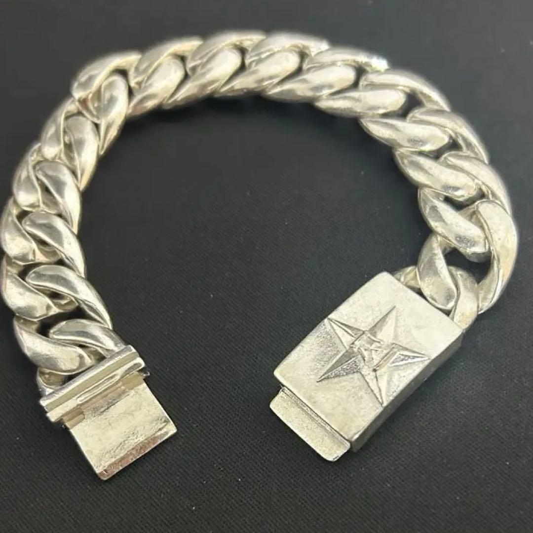 シルバー925 ツイスト星モチーフ チェーンブレスレット ★スター五芒星シンプル シルバー925 スターチェーンブレスレット メンズ 細身 シルバー