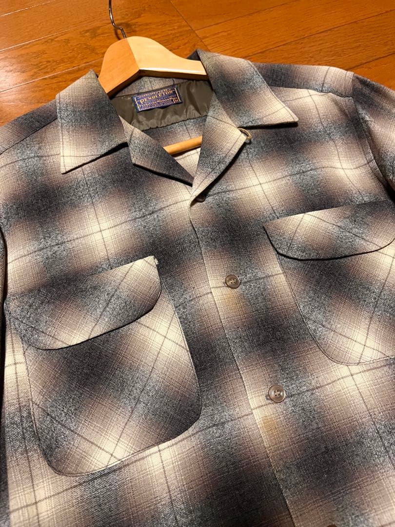 ◎50s PENDLETON ペンドルトン オンブレチェック ベルベルジン 50s PENDLETONペンドルトン オンブレチェック オープンカラー ウール