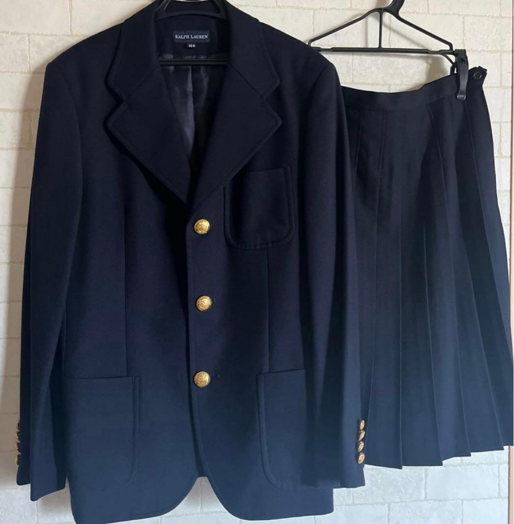 美品　ラルフローレン　ブレザー＆スカートセット　160 ネイビー　卒業式　受験 ラルフローレン 紺ブレザーの正統派スーツ 160 / ブランドフォーマル