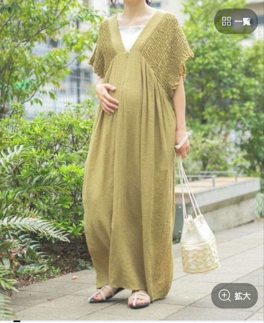 【産前・産後対応】マタニティ／シャーリングVワンピース　レプシィム LEPSIM｜【産前・産後対応】マタニティ/シャーリングVワンピース