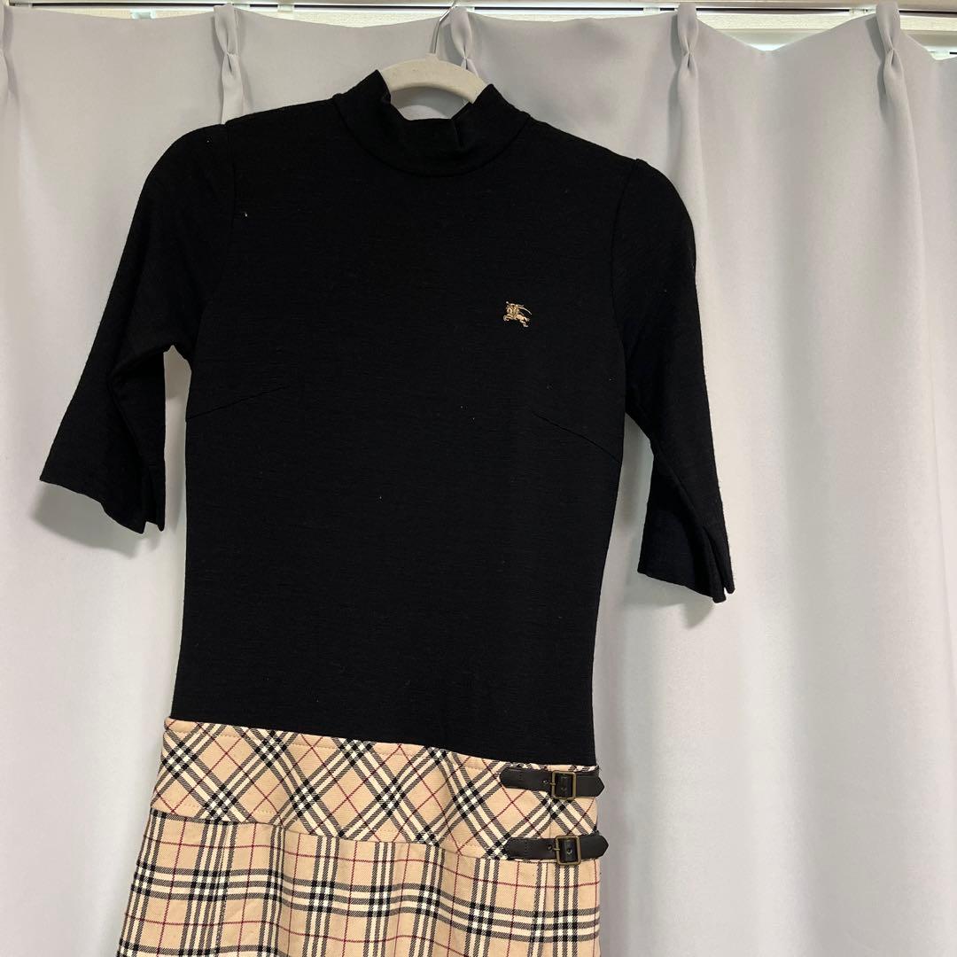 タートルネック チェック柄 ワンピース タートルネック切り替えチェック柄ワンピース ワンピース