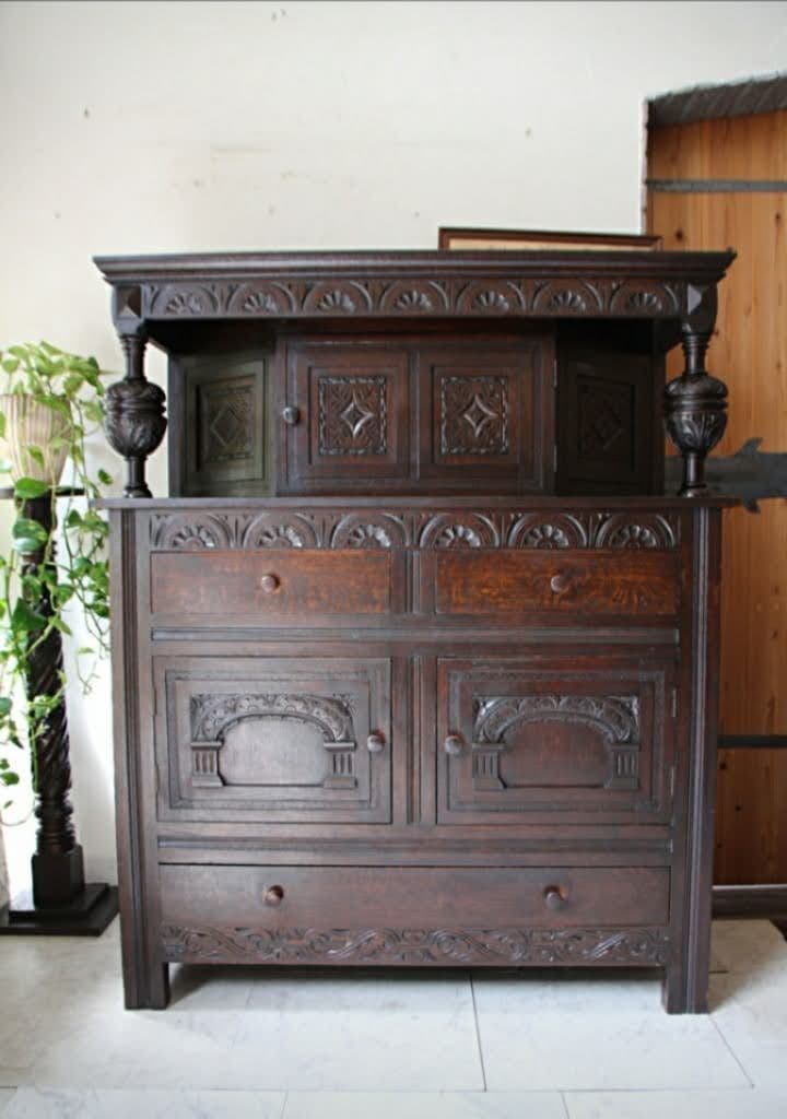 英国本格アンティーク バッフェキャビネット アンティーク キャビネット(d-386)｜アンティーク家具