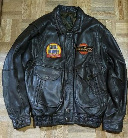 少し難あり　ラムレザーブルゾン　ダークブラウン　M　イエローコーンワッペン 希少 YELLOW CORNイエローコーン 牛革レザージャケットMA-1タイプM