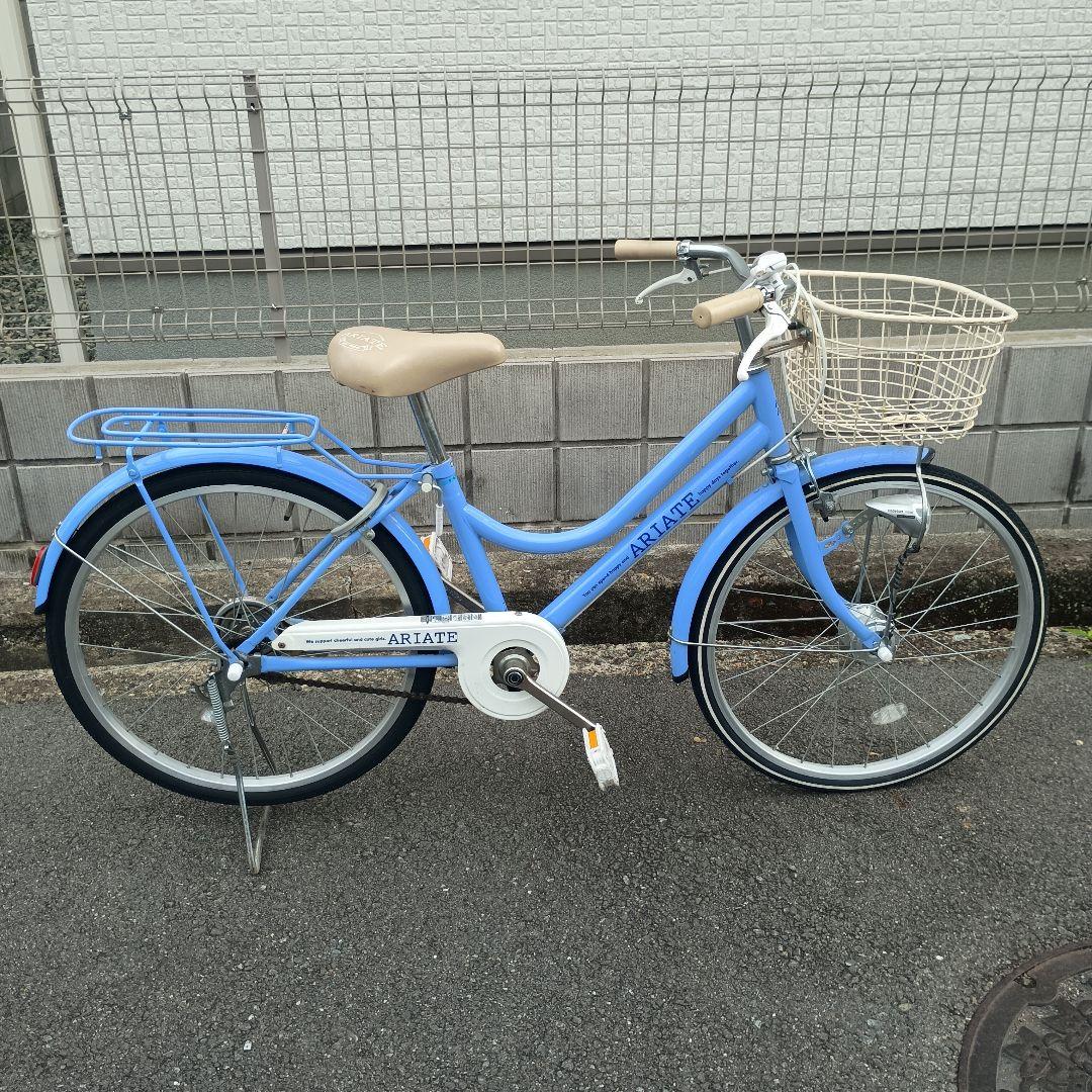 【手渡し限定】ARIATE 青色 子供用自転車 前カゴ付き　22インチ 子供用自転車 22インチ M-802F S-MELODY 6段ギア オートライト｜自転車