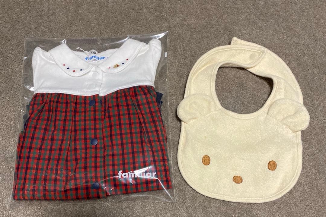 ファミリア ロンパース 半袖 赤チェック 60 スタイ 袖付ロンパス | ファミリア公式サイト