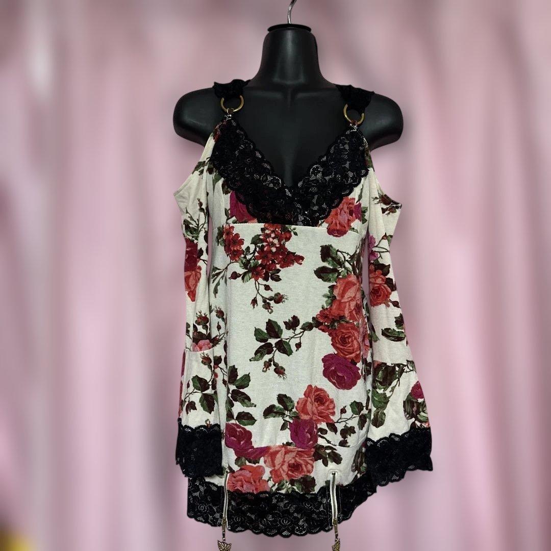 d.i.a 花柄オフショルダーワンピース オフショルダー花柄ワンピース（青）春/夏 オフショルでヘルシーな肌見せ