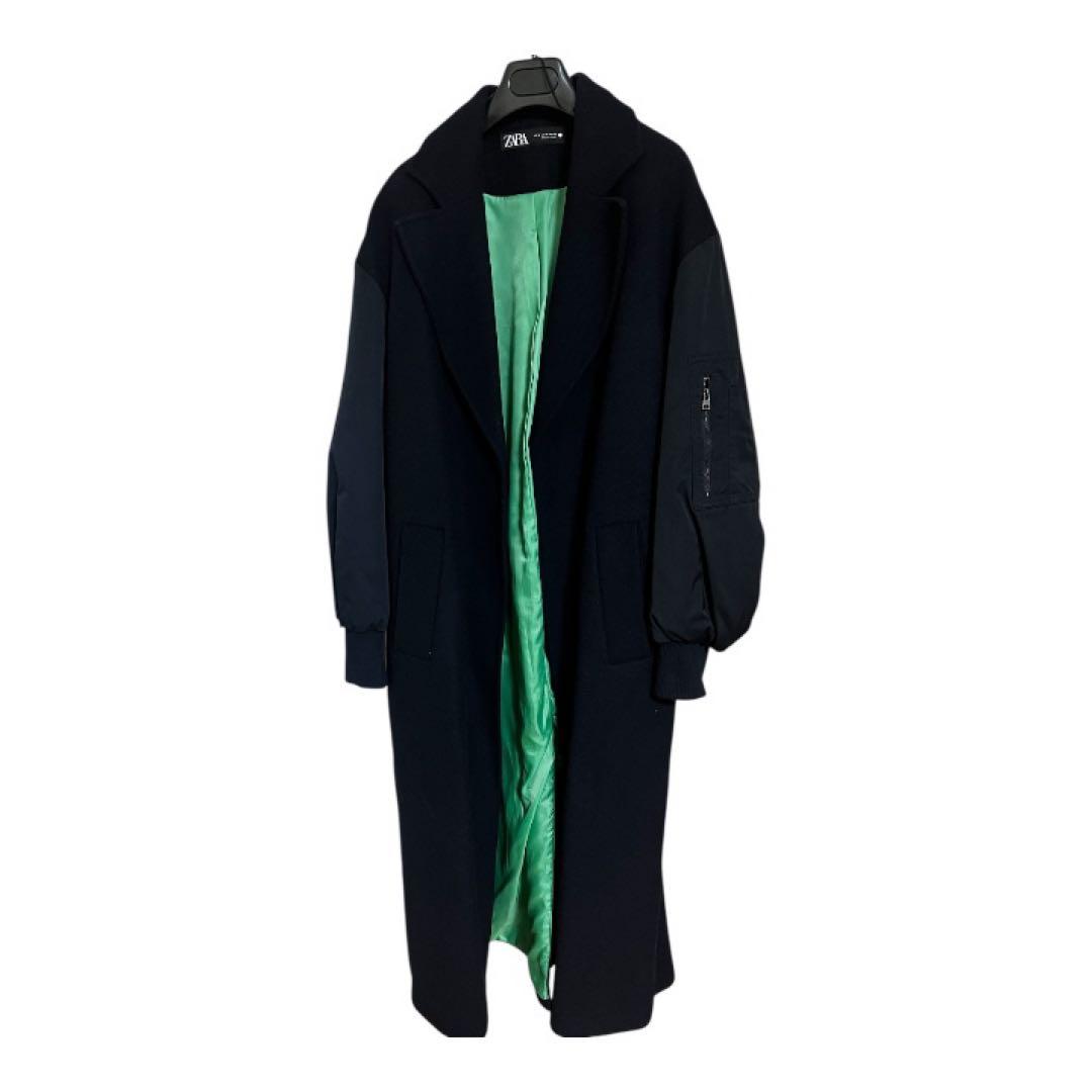 ZARA マッチングボンバーコート ネイビー バルーンスリーブ ベルト付き