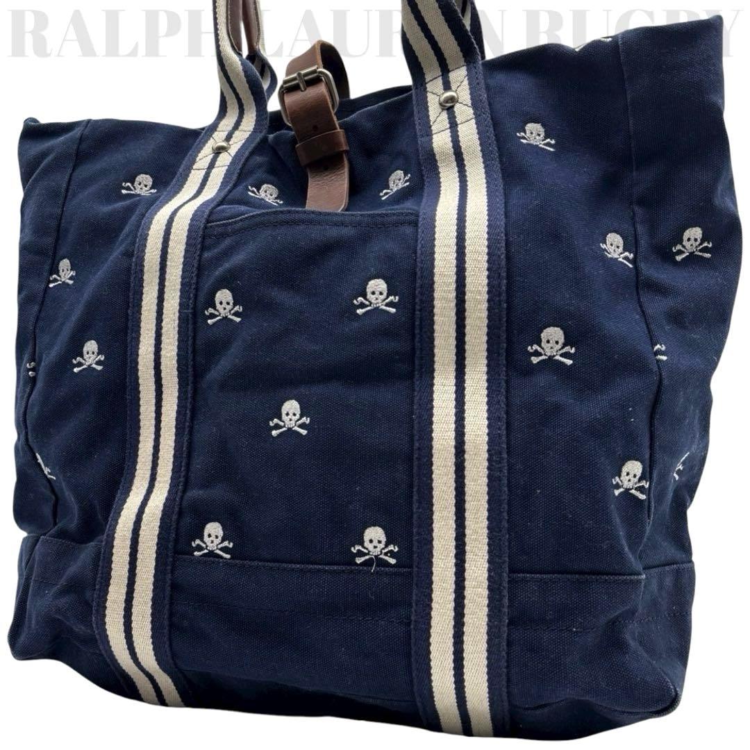 美品◎ラルフローレンラグビー 木村拓哉着用 A4可 肩かけ トートバッグ ドクロ POLO RUGBY - 希少 木村拓哉 愛用 Ralph Lauren RUGBY スカル バッグの
