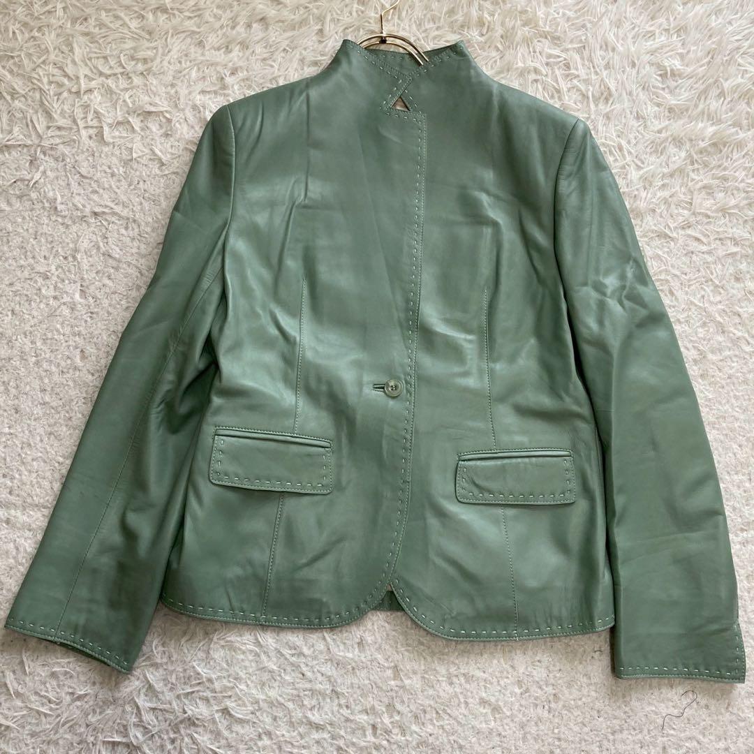 BALMAIN レザージャケット グリーン 11号 オシャレ カッコいい 高級感 Balmain Leather blazer Balmain