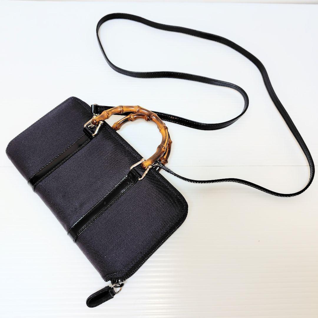 グッチ GUCCI バンブー 　キャンバス 財布 ショルダー付き 長財布 GGキャンバス グッチ GUCCI GG キャンバス バンブー 2つ折り 長財布