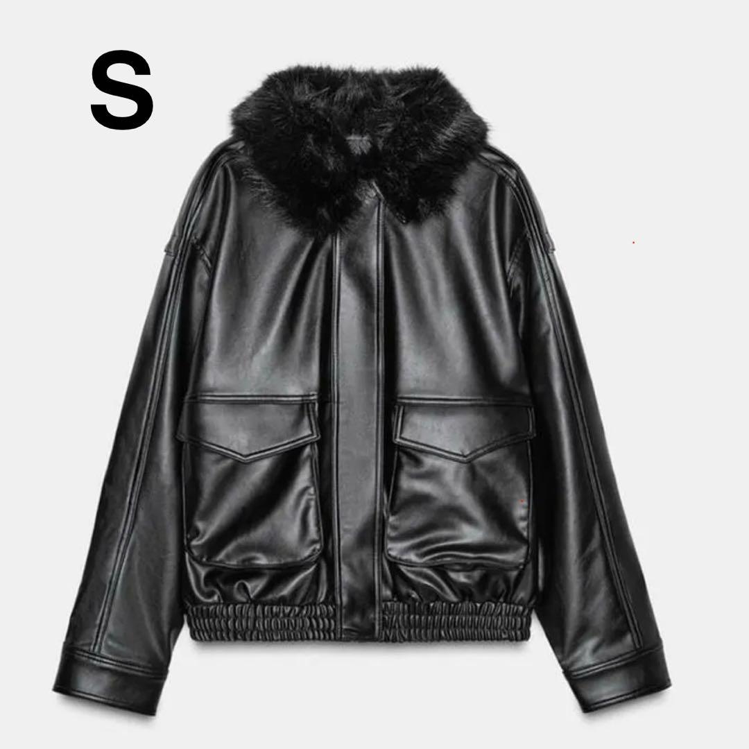 未使用】ZARA 取り外し可能なフェイクファー襟付きジャケット - メルカリ