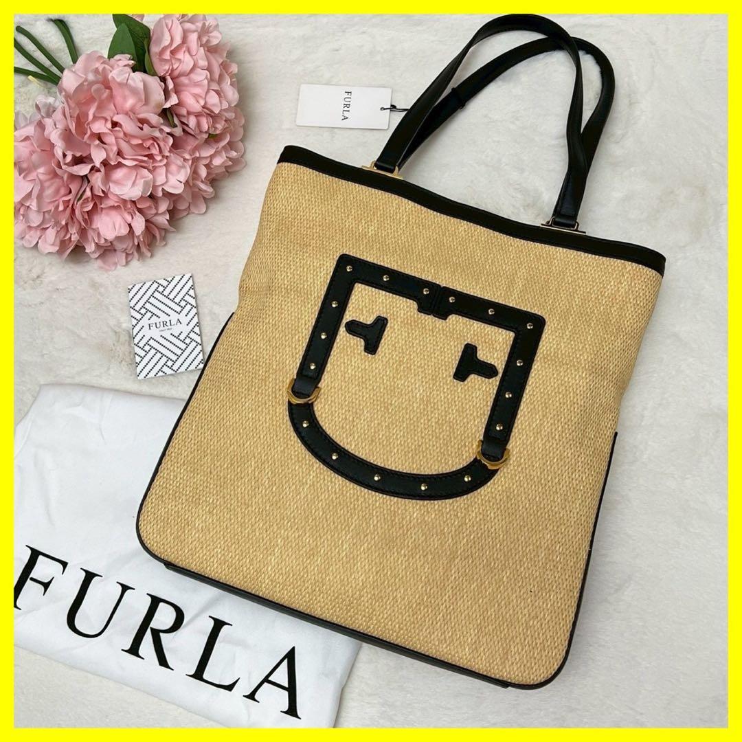 新品未使用　FURLA ベージュ ブラック トートバッグ　ストロー 楽天市場】フルラ ストロー トートバッグの通販