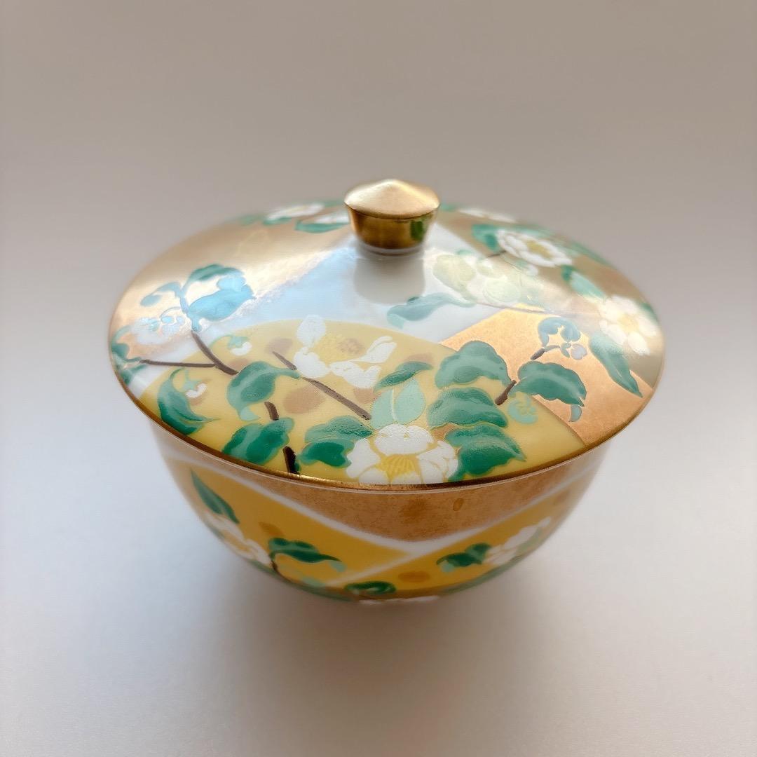 希少　高級煎茶茶碗コレクション　桜庭春来　建仁寺　ちゃ　蓋付 湯呑　歳時記　椿