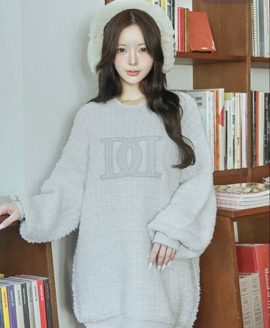 Darich DDロゴツイードニットプルオーバー　ダーリッチ　SAX ダーリッチ Darich DDロゴツイードニットプルオーバー （サックス