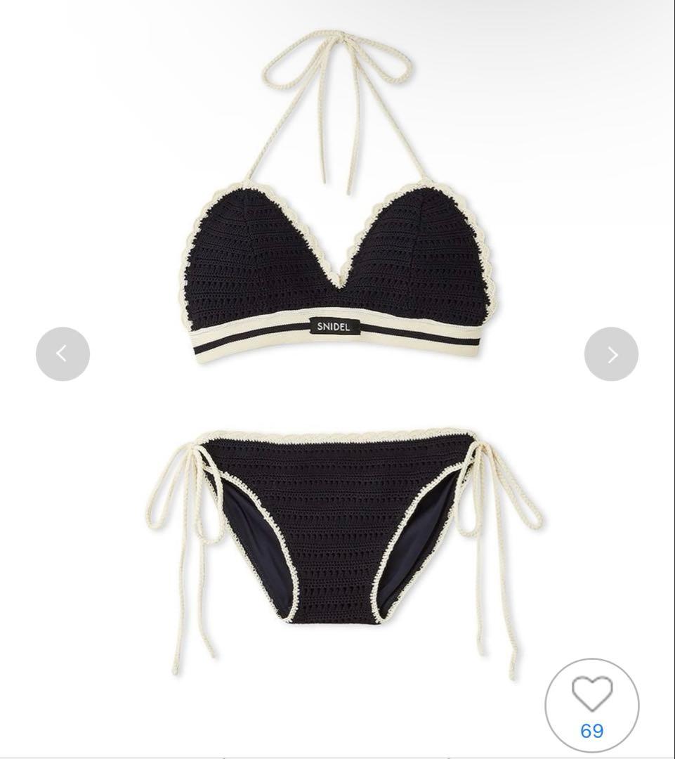 snidel 2025水着 スナイデル25年夏スイムウェア、胸元リボンのラッシュガード付き水着や