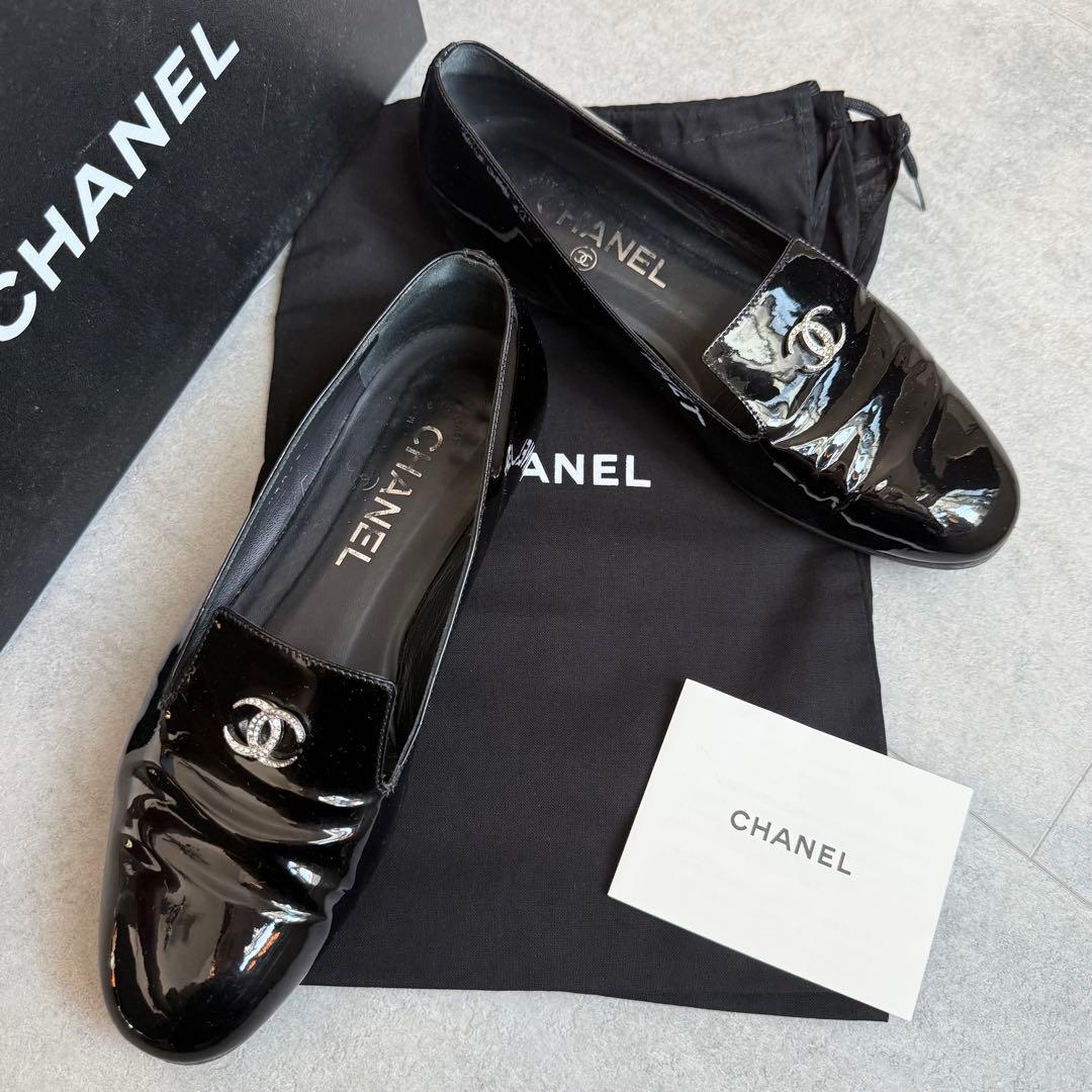 CHANEL シャネル　ローファー　ココマーク　オペラシューズ　黒　36 CHANEL（シャネル） 良品 ローファー ココマーク刺繍 レザー