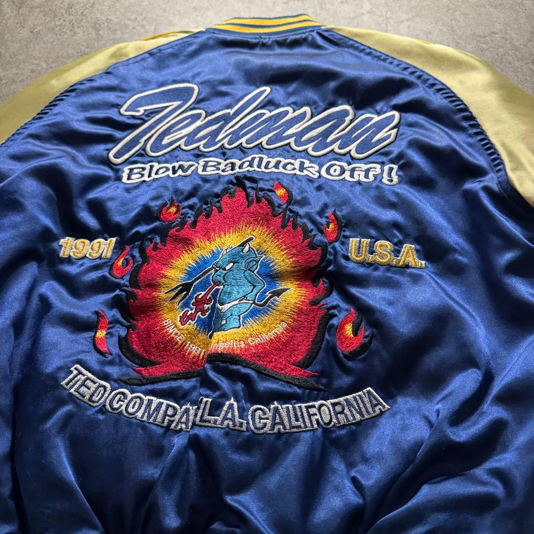 極絶品】テッドマン L スカジャン サテン ワッペン バックロゴ 短丈