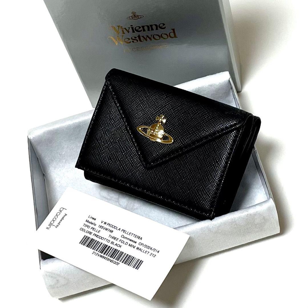 Vivienne Westwood 三つ折りミニ財布　黒　165VW748 Vivienne Westwood（ヴィヴィアンウエストウッド） 財布 レディース 3