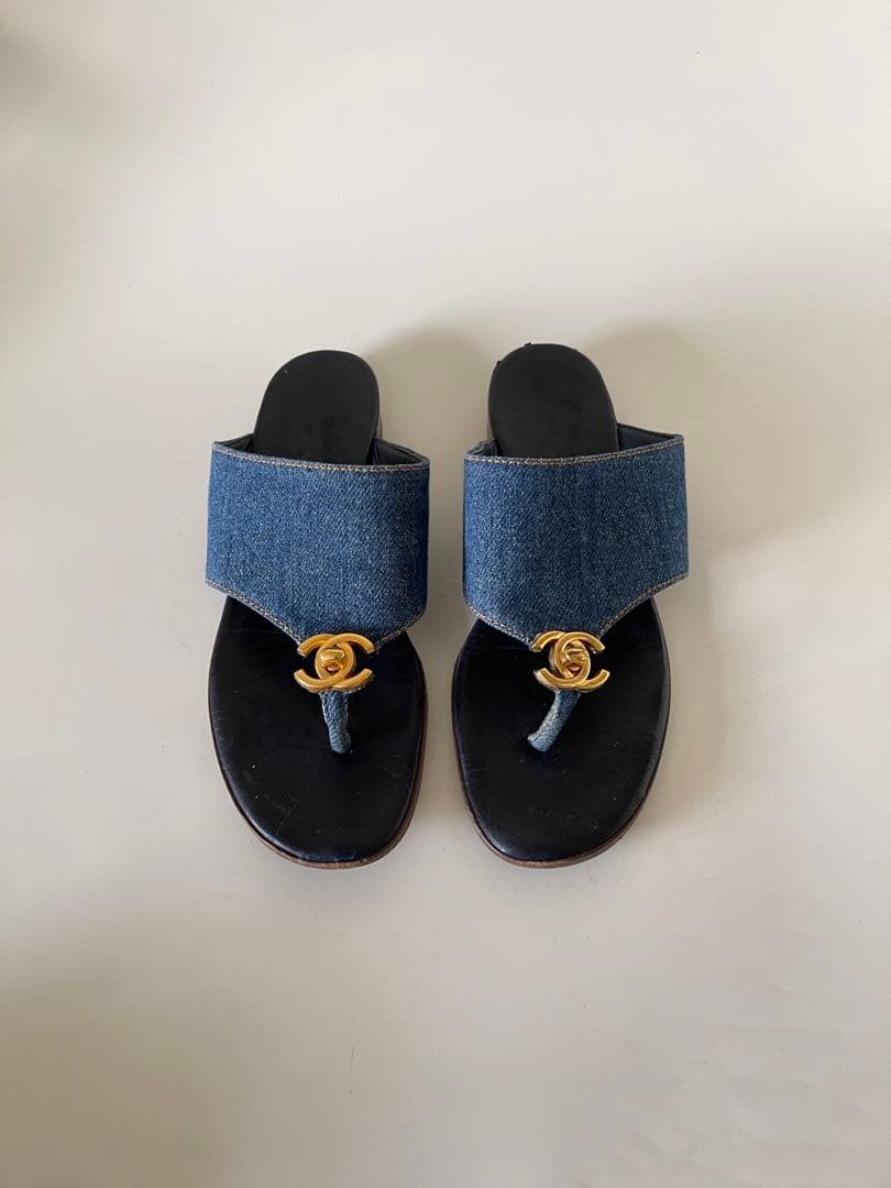 chanelシャネルデニム トングサンダル ゴールドロゴ 楽天市場】【新品】 シャネル サンダル チェーンモチーフ ココマーク