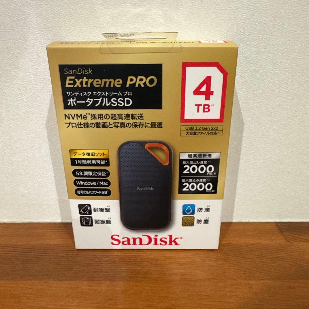 【新品未使用】SanDisk Extreme PRO ポータブルSSD4TB SanDisk（サンディスク） SDSSDE81-4T00-J25 外付けSSD USB-C＋USB-A